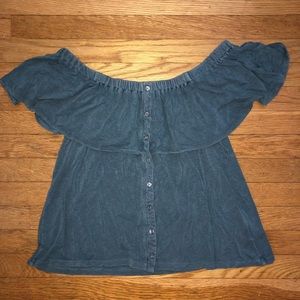 Teal American Eagle off the shoulder top